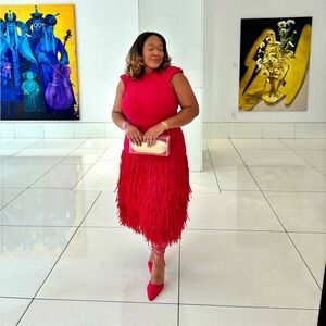 Aje Rushes Raffia Midi Dress